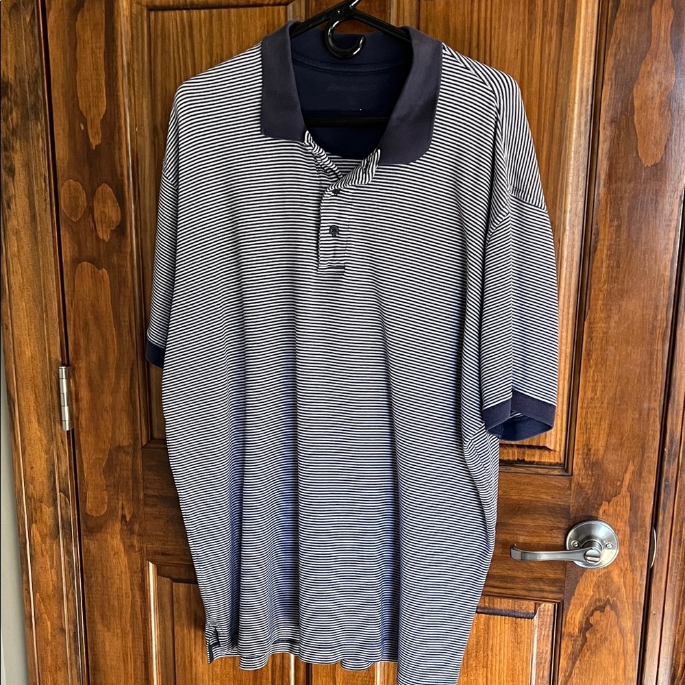 Eddie Bauer Navy Striped Men's Polo Shirt